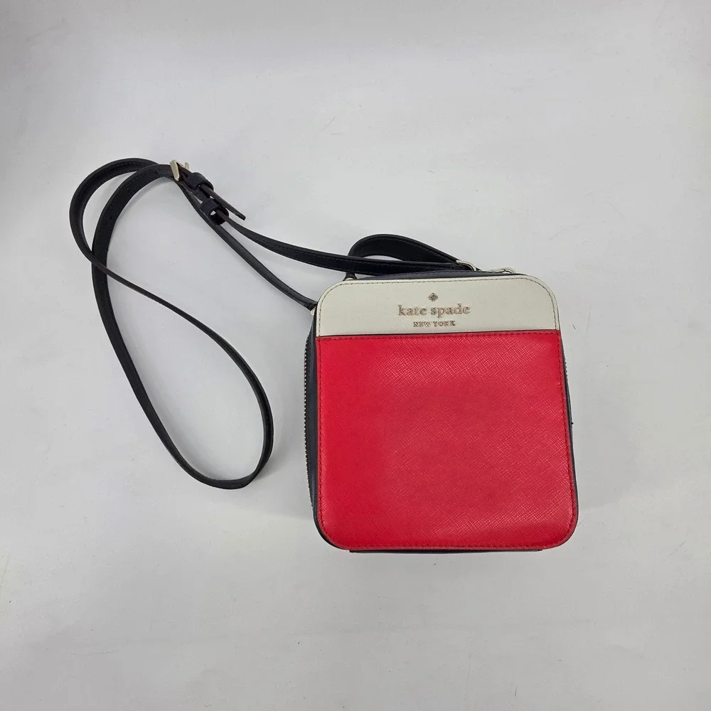 Kate Spade Colorblock Saffiano Leather Crossbody Bag Red White Blue